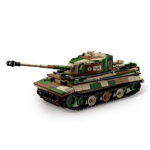 Jeamoc WW2 Militär Tiger Panzer Bausteine Bauset, mit Soldaten und Waffen, 706 Teile, Militär Tiger Panzer Bausteine Bauset, Kompatibel mit Lego von Jeamoc