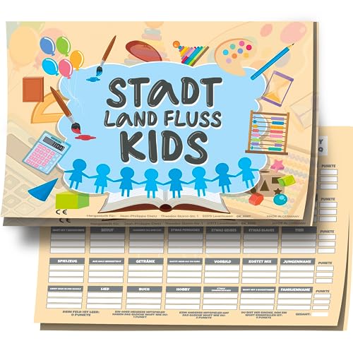 Jean-Philippe Dietz® Stadt Land Fluss Block - Kids Edition - Neues Stadt Land Fluss Spiel - 38 Seiten - Made in Germany von Jean-Philippe Dietz