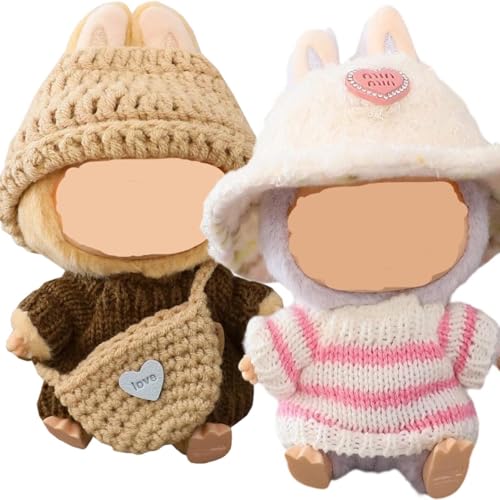 Kleidung für Labubu, Outfits für Labubu-Kleidung, Designer-Ropa para Labubu-Zubehör, 17 cm, Puppentuch für 17 cm (keine Puppe) (2 Sets 111) von Jeayaeko