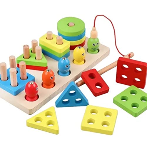 Jectse Bunte Blöcke, Passenden Spielug, Aus-Holz, 2-in-1-Blöcke, Passing Spielzug Zum Angeln, Verschidene Farben, Formen, FähigkeStraining, Ideales, Ausgezeichnetes Jectse Bunte Blöcke, Passenden Spielug, Aus-Holz, 2-in-1-Blöcke, Passing Spielzug Zum Angeln, Verschidene Farben, Formen, FähigkeStraining, Ideales, Ausgezeichnetes von Jectse