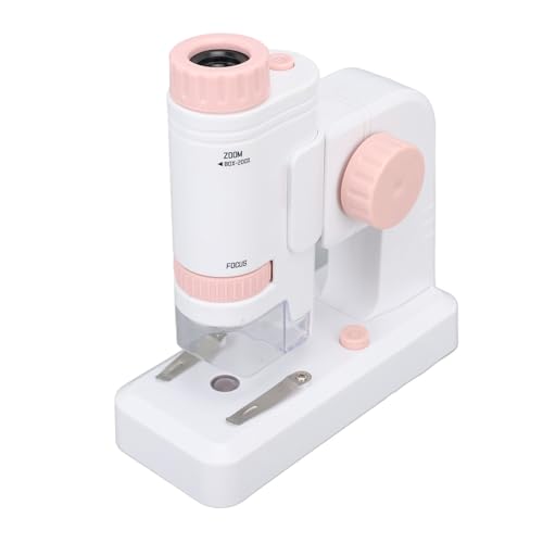 Jectse Mikroskop für, 80x-200x Kindermikroskop, Desktop-Handmikroskop MIT 12 Objektträgern, 2-in-1-Licht, WISSENSCHAFTLICHES Experimentiererset, Blielzeug für (PINK) von Jectse