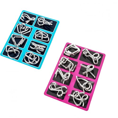 8 pcs Metal Brain Teaser Puzzles, Metal Brain Teaser Puzzles Ring Educational Toys for Intelligence Mind IQ Test Game for Kids, Adults, Relax and Increase Interaction (Blue+Purple) von Jeeeun