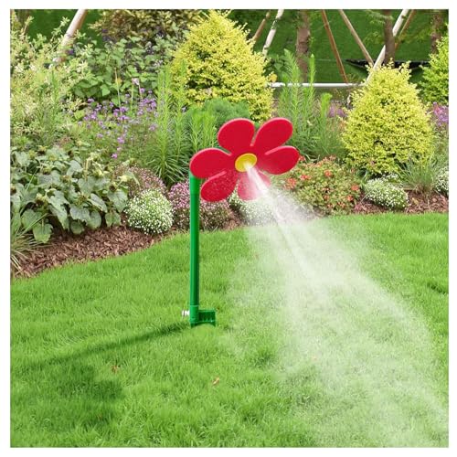 Crazy Daisy Sprinkler - 360° Dancing Flower Water Sprinkler for Lawn & Garden, Fun Water Toy for Kids & Pets, Durable Plastic Base (Red) von Jeeeun