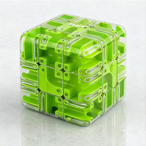 Großes Labyrinth 3D Puzzle Würfel – Kniffliges Geduldspiel, Logik- und Konzentrationsspielzeug für Kinder & Erwachsene, Geschenkidee (Green) von Jeeeun