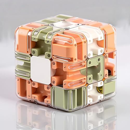 Großes Labyrinth 3D Puzzle Würfel – Kniffliges Geduldspiel, Logik- und Konzentrationsspielzeug für Kinder & Erwachsene, Geschenkidee (Green and Orange) von Jeeeun