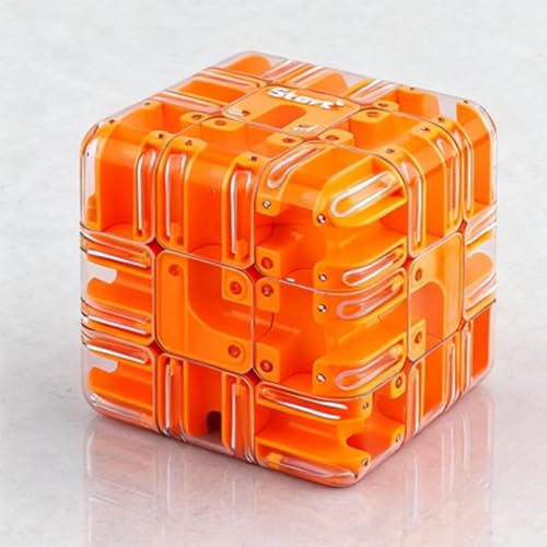 Großes Labyrinth 3D Puzzle Würfel – Kniffliges Geduldspiel, Logik- und Konzentrationsspielzeug für Kinder & Erwachsene, Geschenkidee (Orange) von Jeeeun