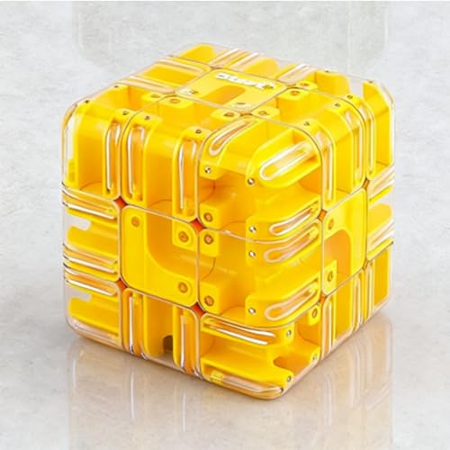 Großes Labyrinth 3D Puzzle Würfel – Kniffliges Geduldspiel, Logik- und Konzentrationsspielzeug für Kinder & Erwachsene, Geschenkidee (Yellow) von Jeeeun