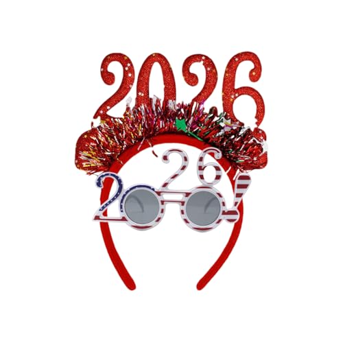 Jeeeun 2026 Happy New Years Eve Party Headband and Fancy New Year Glasses for NYE, Christmas & Celebrations Costume Parties & Festive Events (A) von Jeeeun