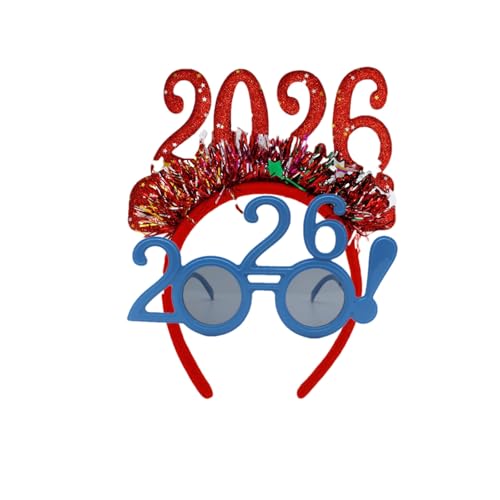 Jeeeun 2026 Happy New Years Eve Party Headband and Fancy New Year Glasses for NYE, Christmas & Celebrations Costume Parties & Festive Events (D) von Jeeeun