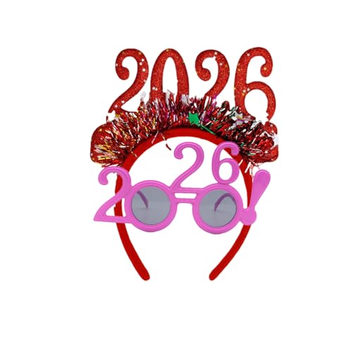Jeeeun 2026 Happy New Years Eve Party Headband and Fancy New Year Glasses for NYE, Christmas & Celebrations Costume Parties & Festive Events (E) von Jeeeun