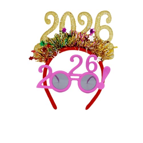Jeeeun 2026 Happy New Years Eve Party Headband and Fancy New Year Glasses for NYE, Christmas & Celebrations Costume Parties & Festive Events (F) von Jeeeun