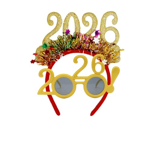 Jeeeun 2026 Happy New Years Eve Party Headband and Fancy New Year Glasses for NYE, Christmas & Celebrations Costume Parties & Festive Events (G) von Jeeeun
