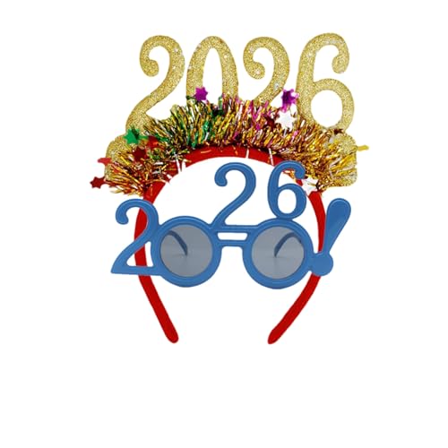 Jeeeun 2026 Happy New Years Eve Party Headband and Fancy New Year Glasses for NYE, Christmas & Celebrations Costume Parties & Festive Events (H) von Jeeeun
