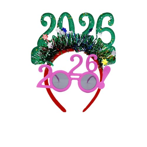 Jeeeun 2026 Happy New Years Eve Party Headband and Fancy New Year Glasses for NYE, Christmas & Celebrations Costume Parties & Festive Events (I) von Jeeeun