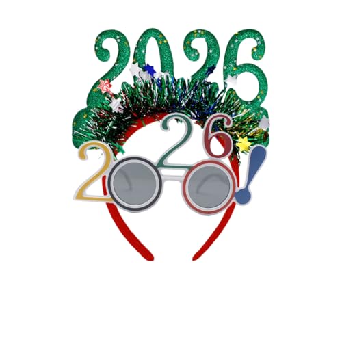 Jeeeun 2026 Happy New Years Eve Party Headband and Fancy New Year Glasses for NYE, Christmas & Celebrations Costume Parties & Festive Events (J) von Jeeeun