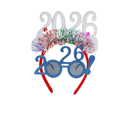 Jeeeun 2026 Happy New Years Eve Party Headband and Fancy New Year Glasses for NYE, Christmas & Celebrations Costume Parties & Festive Events (L) von Jeeeun