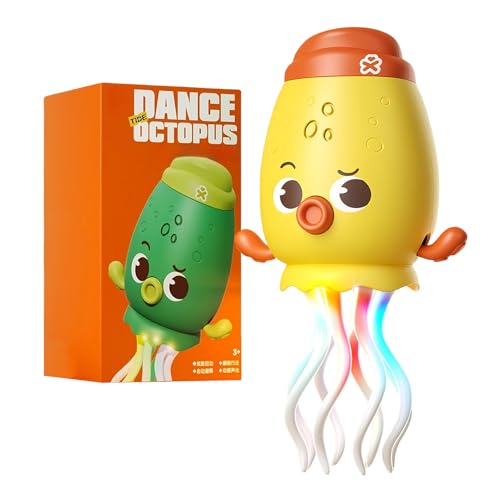 Jeeeun Electric Dancing Octopus Toy, Auto Crawling with Obstacle Sensor, LED Lights & Music, Smart Self-Navigating Toy for Kids Gift (Yellow) von Jeeeun