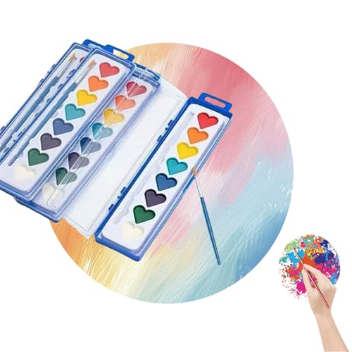 Jeeeun Heart Watercolor Paint Set, Valentines Day Painting Kit, Valentines Paint Sets for Kids, 24 Pack Heart Shaped Watercolor Paint Set (10pcs) von Jeeeun