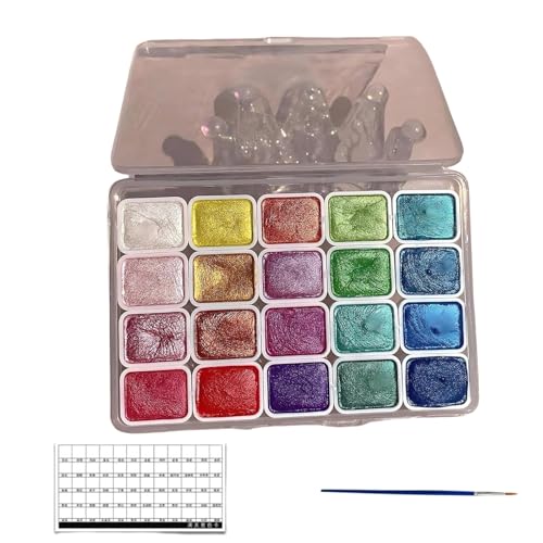 Jeeeun Kolorful - Powder Mineral Pearl Pigment Art Watercolor, Shifting Watercolor Painting Set, Forestry Shifting Watercolor Painting Set, 20 Colors Iridescent Watercolor Paint (A) von Jeeeun