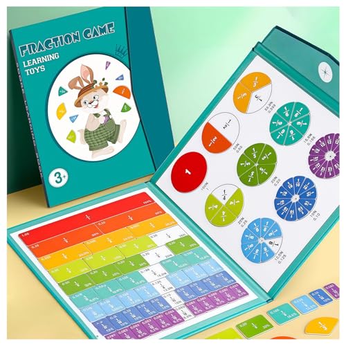Jeeeun Magnetic Fraction Demonstration Book, Fraction Learning Building Block Set, Math Puzzle Learning Building Block Set, Montessori Fractions Manipulatives (1pcs) von Jeeeun
