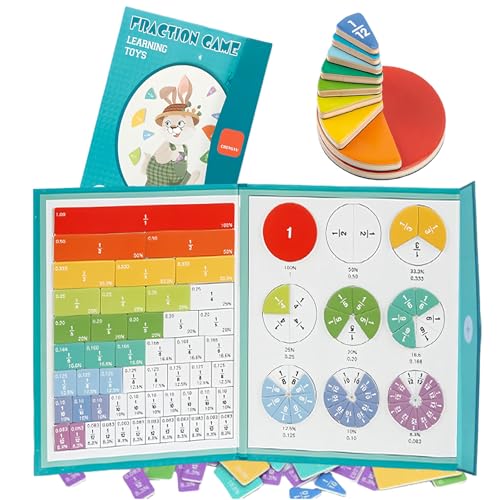 Jeeeun Magnetic Fraction Demonstration Book, Magnetic Fraction Disc, Fractions Learning Building Block Set Set for Kids Adding, Subtracting (1Set) von Jeeeun