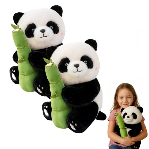 Jeeeun Panda Stuffed Animal, Stuffed Panda Holding Bamboo, Pandas Plush Gifts with Kawaii Design for Kids Girls Boys Birthday Valentine (Bamboo *2) von Jeeeun