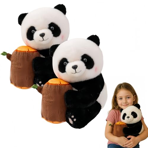 Jeeeun Panda Stuffed Animal, Stuffed Panda Holding Bamboo, Pandas Plush Gifts with Kawaii Design for Kids Girls Boys Birthday Valentine (Wooden Stake *2) von Jeeeun