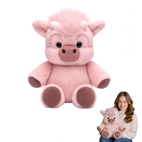 Jeeeun Stuffed Animal Cow Plush, Kawaii Highland Cow Plushies, Pink Stuffed Animal for Stress Relief, Cuddle Therapy Plush for Kids & Adults (1pcs) von Jeeeun