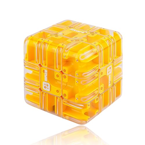 Large Labyrinth 3D Puzzle Maze Cube - Engaging Brain Teaser Toy (Yellow) von Jeeeun