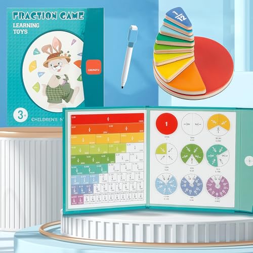 Magnetic Fraction Educational Puzzle - New Magnetic Fraction Tiles & Circles Set for Kids, Fractional Number Demonstration Book, Math Manipulatives for Elementary School Early Math Skills von Jeeeun