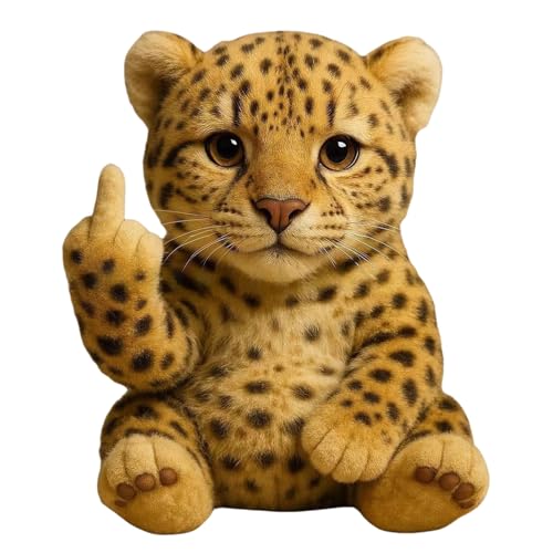 Meet The Attitude Squad Cute Middle Finger Plush for High Stress Feel Lonely People and Humor Gifts for Friends who Like Decoration (Leopard) von Jeeeun