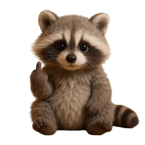 Meet The Attitude Squad Cute Middle Finger Plush for High Stress Feel Lonely People and Humor Gifts for Friends who Like Decoration (Raccoon) von Jeeeun