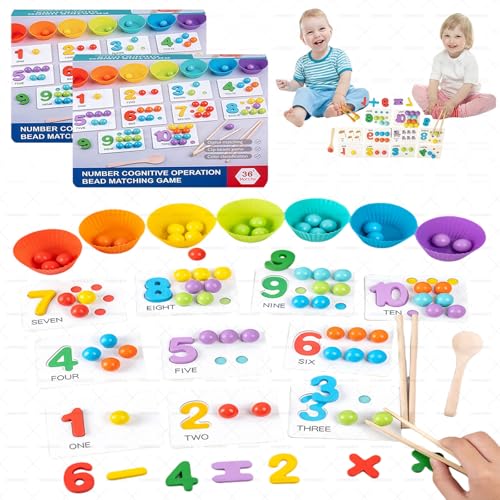 Montessori Arithmetic Math Toy Set - Silicone Digital Learning with Beads, Chopsticks & Spoons, Montessori Toys for Children Gifts (2PCS) von Jeeeun