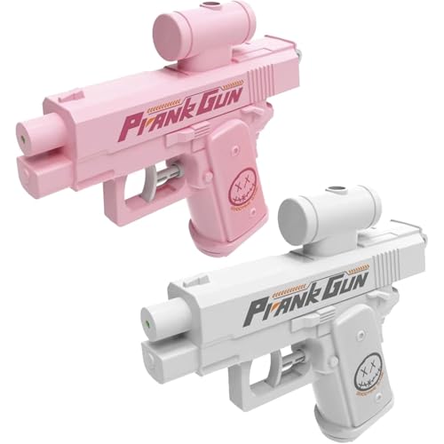 Prank Water Gun, 2025 New Two-Way Water Gun, Spray Fun Trick! Shoots Front & Back, Novelty Gifts for Friends, Family, School (White+Pink) von Jeeeun