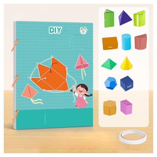 Pull String 3D Geometry Learning Book, Teach Volume & Surface Area Formulas, 9/12/15 Pop-Up Models, Safe Braided Rope Design (12-Model) von Jeeeun
