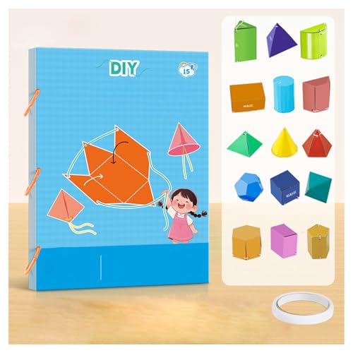 Pull String 3D Geometry Learning Book, Teach Volume & Surface Area Formulas, 9/12/15 Pop-Up Models, Safe Braided Rope Design (15-Model) von Jeeeun