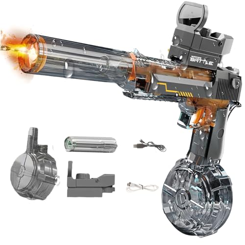 Splasher X Water Gun, Splasher X Water Blaster Gun - Electric Automatic Water Guns with Flash Light, 500ml Large Capacity (5-10m Range) Beach Pool Toys (Black) von Jeeeun