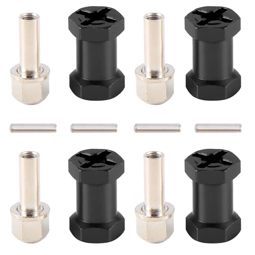 Jeenuuder 4 Stück 12 mm Sechskant-Radnaben-Antriebsadapter 20 mm Verlängerungskombinator-Kupplung für 1/10 RC Auto Chenille SCX10 D90, Schwarz von Jeenuuder