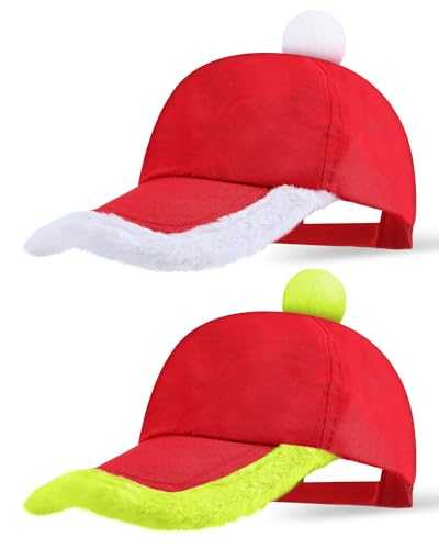 Jeere 2 Stück Weihnachtsmann-Baseballkappe, Weihnachtsmann-Kostüm, rot und grün, Baseballmütze für Herren und Damen, verstellbar, Unisex, Baseballkappe mit Bommel für Erwachsene Jeere 2 Stück Weihnachtsmann-Baseballkappe, Weihnachtsmann-Kostüm, rot und grün, Baseballmütze für Herren und Damen, verstellbar, Unisex, Baseballkappe mit Bommel für Erwachsene von Jeere