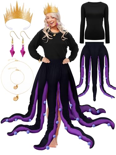 Jeere 6-teiliges Oktopus-Kostüm für Damen, Halloween, Oktopus, Hexenkostüm für Erwachsene, Halloween, Cosplay (XL) von Jeere