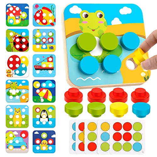 Jeesblsy Puzzle ab 1 2 3 Jahr, Mosaik Steckspiel Montessori Spielzeug Baby Color Zuordnungsspiel Motorikspielzeug mit 16 Bunten Bausteine & 12 Mustern, Pädagogische Steckspielzeug Geschenk für Kinder Jeesblsy Puzzle ab 1 2 3 Jahr, Mosaik Steckspiel Montessori Spielzeug Baby Color Zuordnungsspiel Motorikspielzeug mit 16 Bunten Bausteine & 12 Mustern, Pädagogische Steckspielzeug Geschenk für Kinder von Jeesblsy