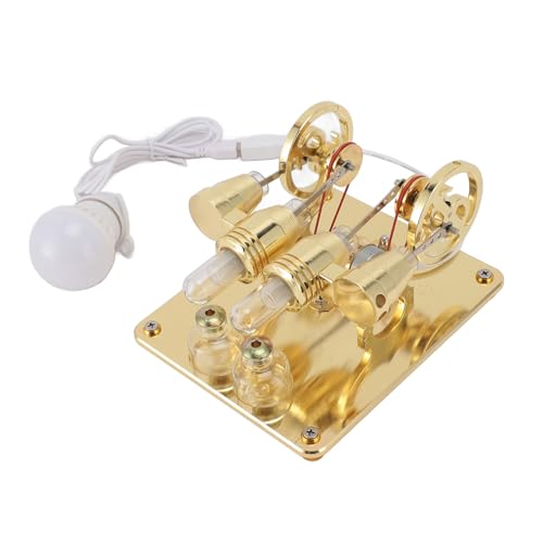 Jeffergarden 4 Zylinder Stirling Motor Kit mit LED Light Bildungsphysikmodell für Studenten und Wissenschaftsprojekte (Gold) von Jeffergarden