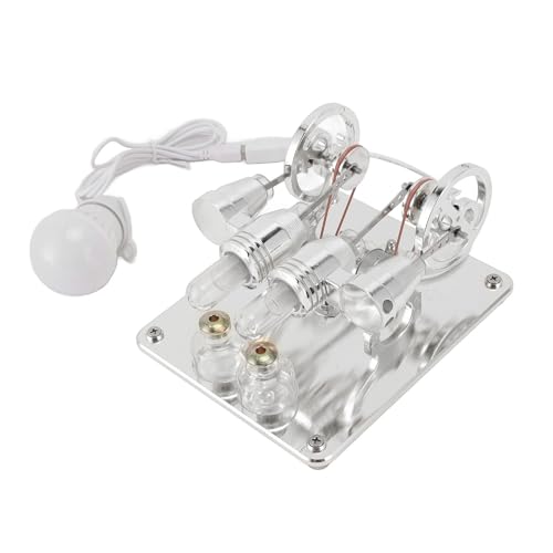 Jeffergarden 4 Zylinder Stirling Motor Kit mit LED Light Bildungsphysikmodell für Studenten und Wissenschaftsprojekte (Silver) von Jeffergarden
