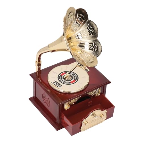 Jeffergarden Gramophone Music Box, Vielseitige Tragbare Retro Einfach zu Verwenden Phonograph Clockwork Music Box Abs Plastik für Home Tischschreibtisch Dekorationen (Braunes Grammophon) von Jeffergarden