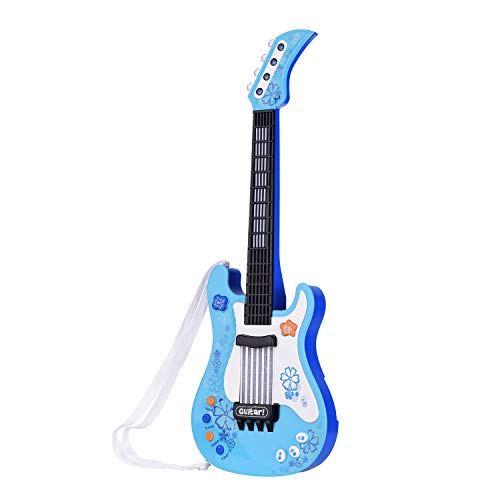 Jeffergarden Interaktive Gitarre mit Sound Rhythmus Lichter Lehrreicher Gitarre Simulierte Musikinstrumente Lustige Knöpfe Ideales für Musikalische Kleine Stars (Blue) von Jeffergarden
