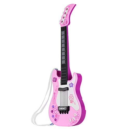 Jeffergarden Interaktive Gitarre mit Sound Rhythmus Lichter Lehrreicher Gitarre Simulierte Musikinstrumente Lustige Knöpfe Ideales für Musikalische Kleine Stars (PINK) von Jeffergarden
