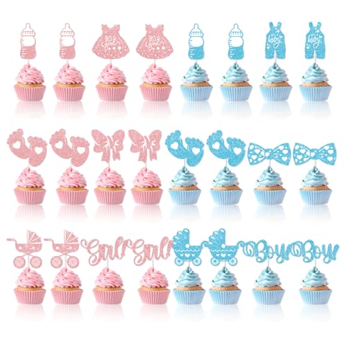 Cupcake-Topper für Jungen oder Mädchen, Cupcake-Aufsätze, Fliege für Babyparty, Kindergeburtstag, Mottoparty, Farbverlauf, 24 Stück Cupcake-Topper für Jungen oder Mädchen, Cupcake-Aufsätze, Fliege für Babyparty, Kindergeburtstag, Mottoparty, Farbverlauf, 24 Stück von JeiibrZui
