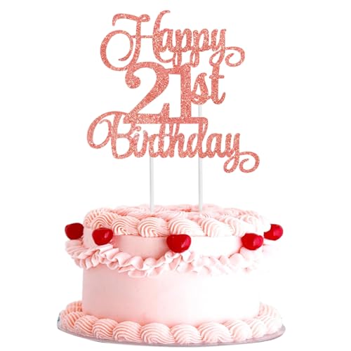 Happy 21st Birthday Cake Topper Rose Gold Glitter 21st Birthday Cake Decorations for Birthday Party Anniversary Party Supplies Happy 21st Birthday Cake Topper Rose Gold Glitter 21st Birthday Cake Decorations for Birthday Party Anniversary Party Supplies von JeiibrZui