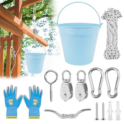 Jeinbuil Flaschenzug Kinder, Gartenspielzeug mit Metalleimer Spielturm Zubehör Spielhaus Outdoor Zubehör für Kinder ab 3 Jahren Jeinbuil Flaschenzug Kinder, Gartenspielzeug mit Metalleimer Spielturm Zubehör Spielhaus Outdoor Zubehör für Kinder ab 3 Jahren von Jeinbuil