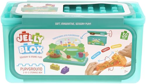 Jelly BLOX – Playground Store & Play Set, 30 Bausteine, einfache Aufbewahrung der Steine, sensorisches Spielzeug für Kinder ab 2 Jahren, weiche Bausteine von Jelly Blox